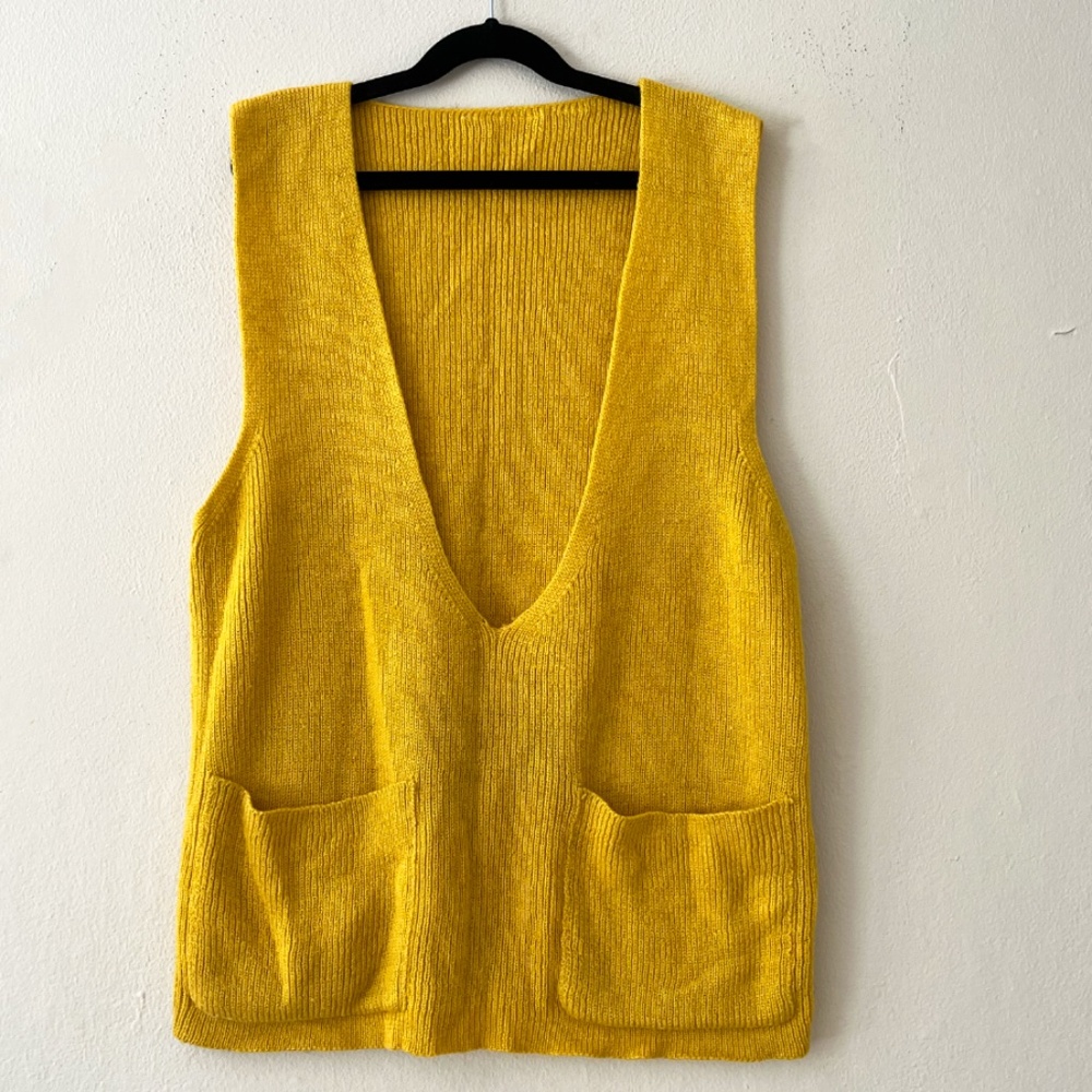 yellow knit vest